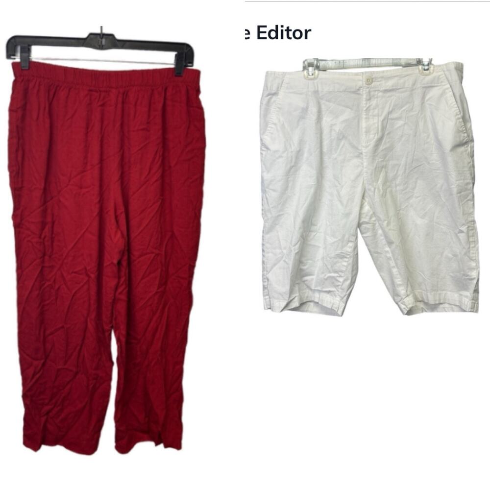 Carribbean Joe Womens Size 16 Long Rayon Blend Red Pants Cotton Blend Shorts